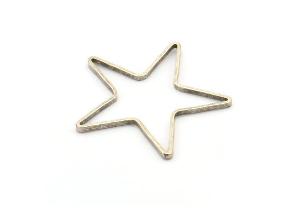 Büyük Pirinç Yıldız Kolye, 6 Antik Gümüş Kaplama Pirinç Yıldız Yüzük, Tılsımlar (42x2x1mm) MB-9-25 H0021