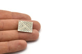 Silver Textured Charm, 10 Antique Silver Plated Brass Square Textured Charms With 1 Hole, Findings (20mm) Brs 673-2 A0133