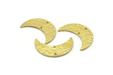Hammered Crescent Charm, Raw Brass Hammered Moons with 2 Holes (30x11x1.2mm) N0388