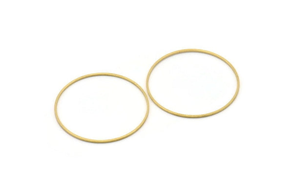 42mm Circle Connectors - 24 Raw Brass Circle Connectors (42x1x1mm) Bs 1085