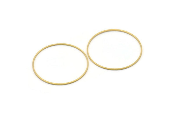 42mm Circle Connectors - 140 Raw Brass Circle Connectors (42x1x1mm) Bs 1085