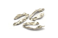 Silver Wavy Charm, 10 Antique Silver Plated Brass Wavy U Shaped Charms With 1 Hole, Earrings, Findings (34x18x0.50mm) D1204 H1163