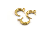 Brass Moon Charm, Raw Brass Textured Horn Charms, Pendant, Jewelry Finding (12x4x3mm) N0335
