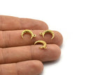 Brass Moon Charm, Raw Brass Textured Horn Charms, Pendant, Jewelry Finding (12x4x3mm) N0335