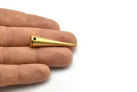 Long Spike Pendant, 1 Raw Brass Extra Long Spike Tribal Pendants, (40x10mm) A0769