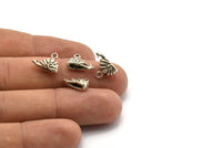 Silver Snail Charm, 6 Antique Silver Plated Brass Snail Charm Earrings With 1 Loop, Findings (12x9mm) N0896