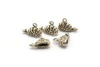 Silver Snail Charm, 6 Antique Silver Plated Brass Snail Charm Earrings With 1 Loop, Findings (12x9mm) N0896