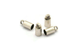 Antique Silver Tassel End Caps, 24 Antique Silver Plated End Cap, Cord Tips, Cord Ends (9x4mm) Cap 7 B0017 H0169