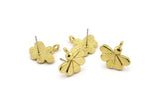 Earring Studs, 4 Raw Brass -  Stud Earrings - Brass Earrings - Earrings (17x16x2mm) N1739
