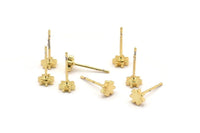 Gold Star Earring, 8 Gold Plated Brass Star Stud Earrings (5x1.5mm) A1344 A1820