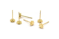 Gold Star Earring, 8 Gold Plated Brass Star Stud Earrings (5x1.5mm) A1344 A1820