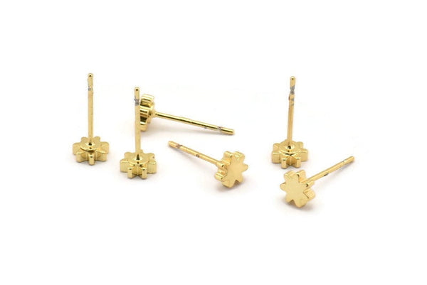 Gold Star Earring, 8 Gold Plated Brass Star Stud Earrings (5x1.5mm) A1344 A1820
