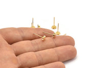 Gold Star Earring, 8 Gold Plated Brass Star Stud Earrings (5x1.5mm) A1344 A1820