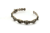Silver Bee Cuff, Antique Silver Plated Brass Bee Cuff Stone Setting With 1 Pad - Pad Size 8mm N1659 H0259