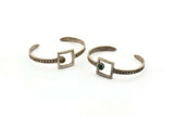 Silver Square Cuff, Antique Silver Plated Brass Square Cuff Stone Setting With 1 Pad - Pad Size 6mm N1678 Q0667
