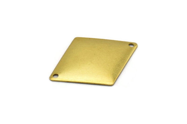 Brass Diamond Charm, 20 Raw Brass Diamond Charms With 2 Holes, Pendants, Connectors, Findings (33x25mm) D0207--y024