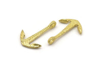 Anchor Bracelet Part, 2 Raw Brass Anchor Bracelet Connectors, Charm (38x25mm) N0280