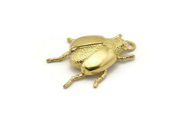 Tiny Bug Charm, Raw Brass Bug Fly Insect Charms (29x22x5.5mm) N0495