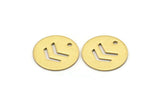 Brass Chevron Pendant, 10 Raw Brass Circle Chevron Pendant (20mm) B0153