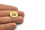 Brass Chevron Pendant, 10 Raw Brass Circle Chevron Pendant (20mm) B0153