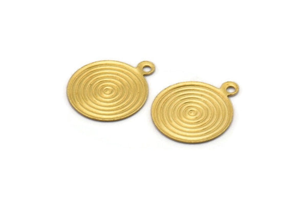 Brass  Spiral Charm, 20 Raw Brass Round Spiral Charms, Pendant,findings (16mm) Brs 135  A0522
