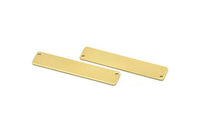 Brass Rectangle Bar, 10 Raw Brass Rectangle Stamping Blanks With 2 Holes , Necklace Pendants (50x10x0.80mm) D0294