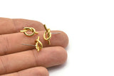 Brass Knot Earring, 6 Raw Brass Knot Stud Earrings (19x8mm) D1309