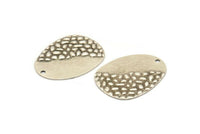 Silver Drop Charm, 6 Antique Silver Plated Brass Drop Charms With 1 Hole, Findings (30x23x0.60mm) D942