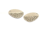 Silver Drop Charm, 6 Antique Silver Plated Brass Drop Charms With 1 Hole, Findings (30x23x0.60mm) D942