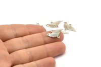 Silver Bird Connector, 25 Antique Silver Plated Brass Bird Connectors With 2 Loops (22x13mm) Brs 1047 A0381