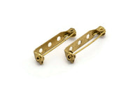 Brass Brooch Pin 20 Raw Brass Brooch Pin Back Base Safety Pin With 3 Holes (26mm) A0456