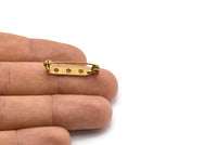 Brass Brooch Pin 20 Raw Brass Brooch Pin Back Base Safety Pin With 3 Holes (26mm) A0456