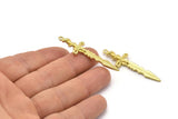 Brass Sword Charm, 2 Raw Brass Sword Charms With 1 Loop, Snake Sword (49x14mm) N1694