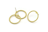 Brass Circle Earring, 4 Raw Brass Circle Stud Earrings (23x2mm) N1695