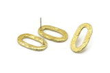 Brass Oval Earring, 2 Hammered Raw Brass Oval Stud Earrings (26x14x2mm) N1702