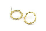 Brass Circle Earring, 2 Raw Brass Circle Stud Earrings (25x2mm) N1699
