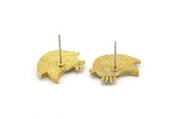 Brass Bird Earring, 2 Raw Brass Bird Stud Earrings (15x20x2.5mm) N1707