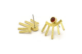 Brass Eye Earring, 4 Raw Brass Eye Stud Earrings - Stone Setting - Pad Size 4mm (20x23x1.5mm) N1703