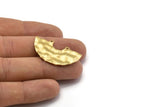 Semi Circle Charm, 8 Raw Brass Hammered Semi Circle Charm Pendants With 2 Holes (35x20x0.80mm) D900