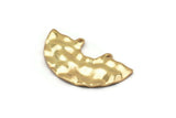 Semi Circle Charm, 2 Gold Plated Brass Hammered Semi Circle Charm Pendants With 2 Holes (35x20x0.80mm) D900