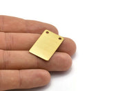 Brass Rectangle Bar, 6 Raw Brass Rectangle Stamping Blanks, Pendants with 2 Holes (30x18x0.80mm)   D0260--Y021