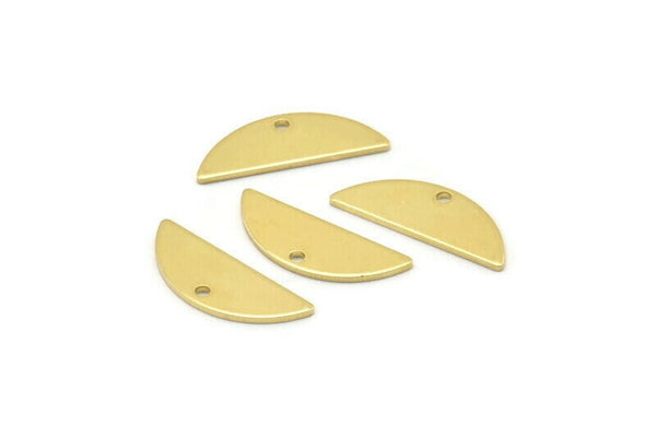 Semi Circle Charm, 24 Raw Brass Half Moon Charms With 1 Hole, Blanks (18x7x0.80mm) M02656
