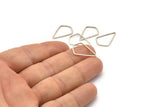 Silver Diamond Charm, 24 Antique Silver Plated Brass Diamond Ring Charms (21x14x0.80mm) D0541