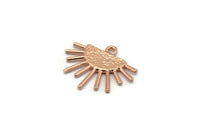 Sun Ethnic Pendant, 4 Rose Gold Plated Brass Sun Ethnic Pendants With 1 Loop, Findings, Charms (20x17x1.50mm) E459 Q0779