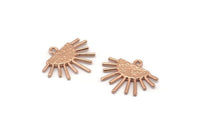 Sun Ethnic Pendant, 4 Rose Gold Plated Brass Sun Ethnic Pendants With 1 Loop, Findings, Charms (20x17x1.50mm) E459 Q0779