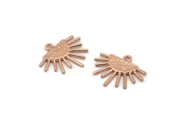Sun Ethnic Pendant, 4 Rose Gold Plated Brass Sun Ethnic Pendants With 1 Loop, Findings, Charms (20x17x1.50mm) E459 Q0779