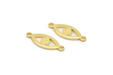 Gold Eye Charm, 12 Gold Plated Brass Eye Connectors With 2 Loops, Pendants, Earrings (18x7x1mm) D1143 Q0875