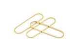 Altın Oval Charm, 4 Altın Kaplama Pirinç Oval Halka, Bağlantı Parçaları (50x13x1mm) D1288 Q0895