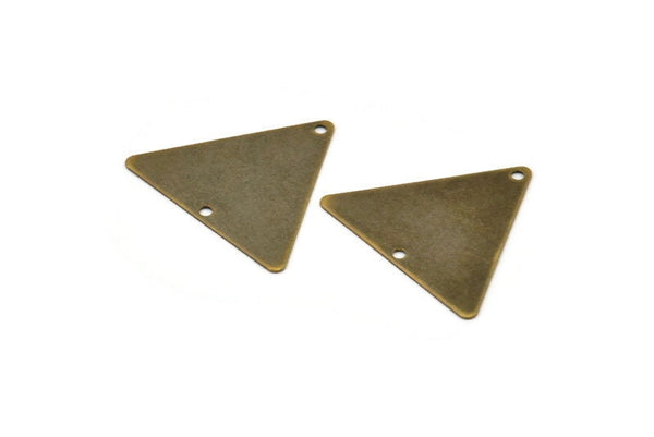 Brass Triangle Charm, 20 Antique Brass Triangle Charms With 2 Holes (22x25mm) K102