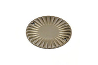 Antique Brass Connector, 10 Antique Brass Round with 2 Holes Connectors  (25mm) Pen 666  K058